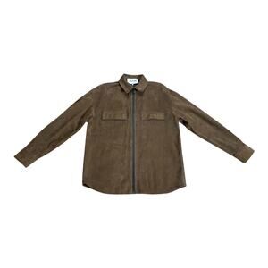 Frame Denim Men's Brown Lambskin Suede Shacket Shirt + Jacket Small